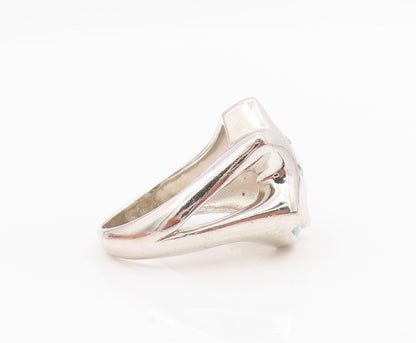 925 Sterling Silver Vintage Ring Larimar & CZ Starfish Design  Sz 7  RG34182