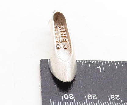 925 Sterling Silver Vintage Pendant Solid Cutout Woman Boots Charm  PT23729