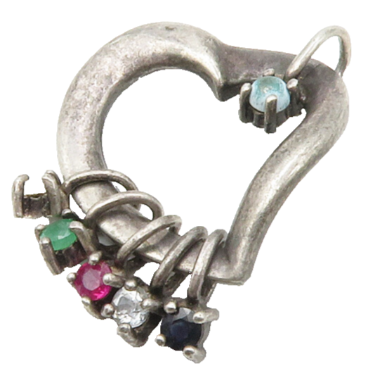 LENOX 925 Sterling Silver Vintage Topaz & Multi Stone Heart Pendant PT11074