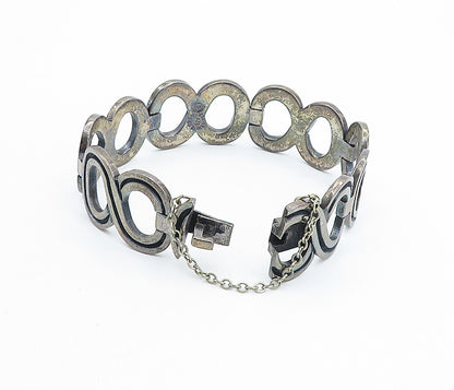 925 Sterling Silver Vintage Antique Infinity Hinge Link Chain Bracelet BT2905
