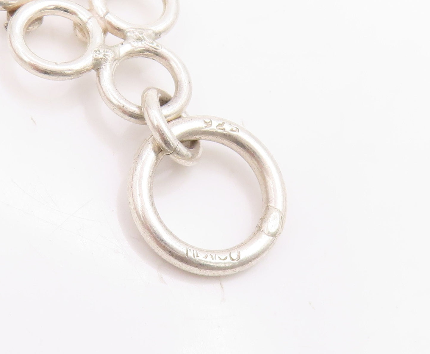 925 Sterling Silver Vintage Bracelet Interlocking Open Circles Wide Link BT11720