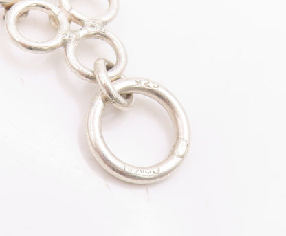 925 Sterling Silver Vintage Bracelet Interlocking Open Circles Wide Link BT11720