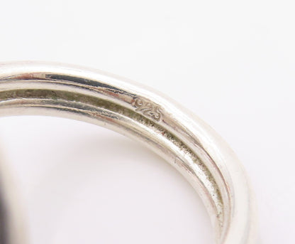 925 Sterling Silver Vintage Ring Modernist Hammered Orb Band  Sz 8  RG36305