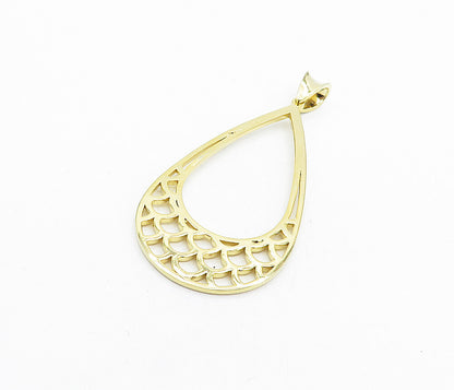 925 Sterling Silver  Polished Gold Plated Open Tear Drop Pendant  PT3709