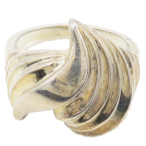 925 Sterling Silver  Vintage Shiny Fluted Detail Band Ring Sz 7  RG17751