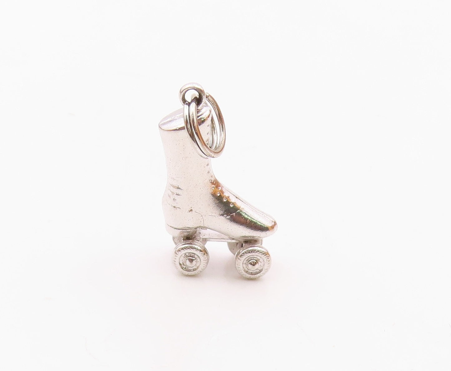 925 Sterling Silver  Vintage Moveable Wheels Roller Skate Pendant  PT21354