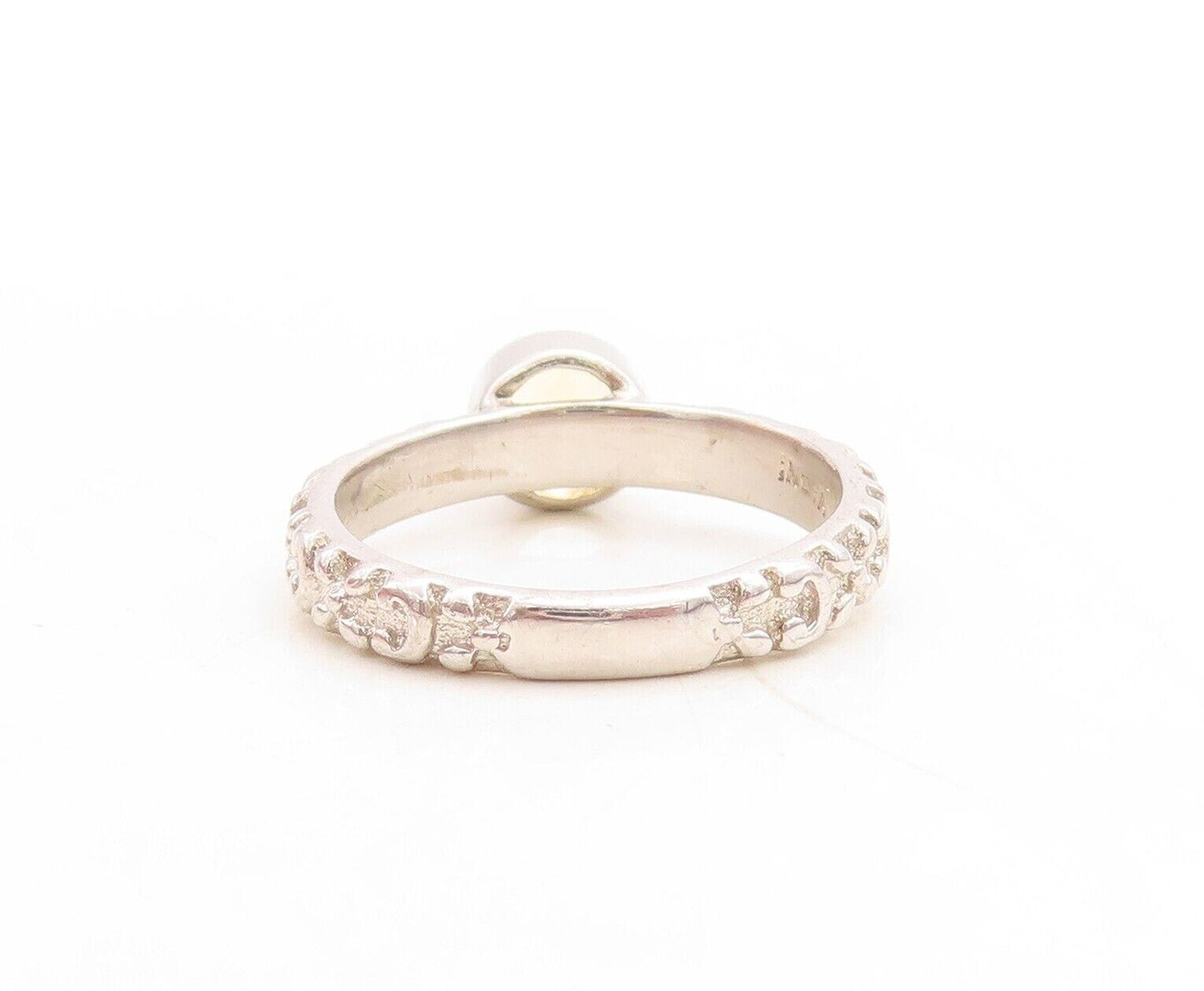 925 Sterling Silver Vintage Ring Round Cut Stackable Citrine  Sz 5.5  RG30080