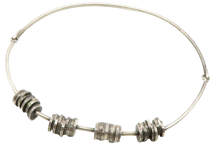 925 Sterling Silver Vintage Beaded Dark Tone Bar Collar Necklace NE2139