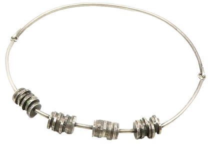 925 Sterling Silver Vintage Beaded Dark Tone Bar Collar Necklace NE2139