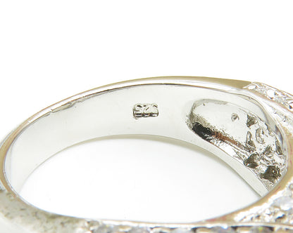925 Sterling Silver  Shiny Cubic Zirconia Love Hearts Band Ring Sz 7  RG14120