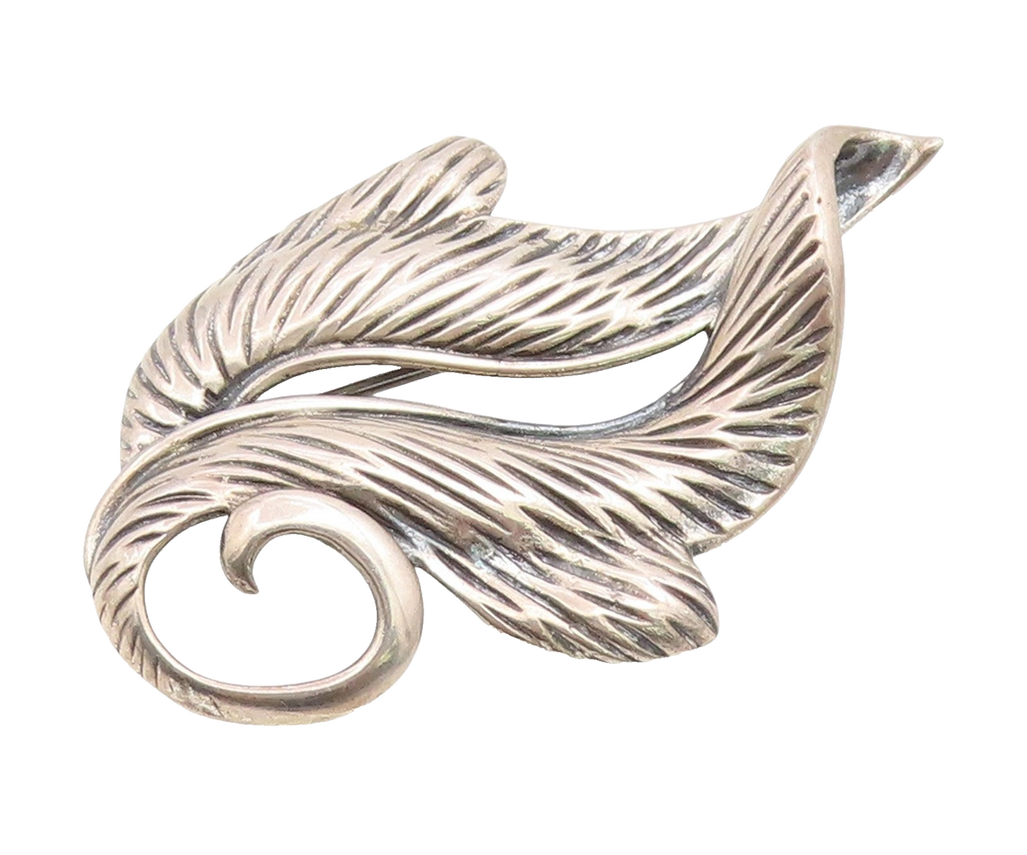 925 Sterling Silver Vintage Brooch Pin NAPIER Minimalist Etched Leaf  BP12335