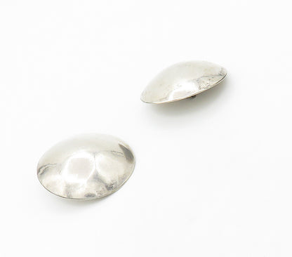 925 Sterling Silver  Vintage Round Hollow Dome Non Pierce Earrings  EG8619
