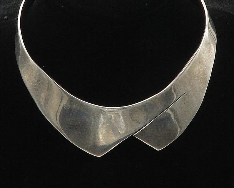 MEXICO 925 Sterling Silver  Vintage Minimalist Pointed Collar Necklace  NE2917