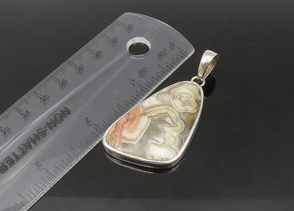 925 Sterling Silver  Vintage Agate Shiny Bail Pendant  PT17630
