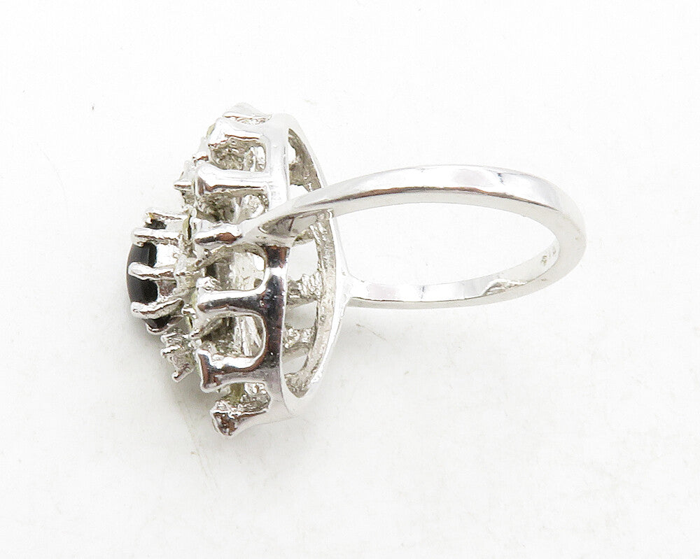 CLARK & COOMBS 925 Silver  Black Onyx & Topaz Cocktail Ring Sz 5.5  RG13103