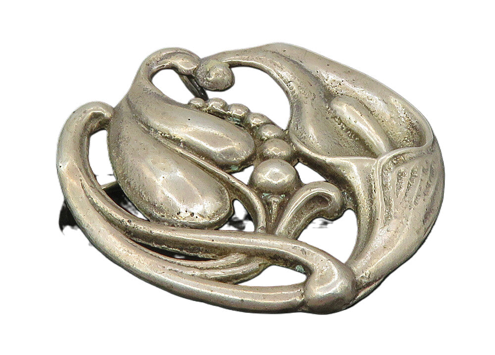 925 Sterling Silver  Vintage Antique Flower Swirl Round Brooch Pin  BP3889