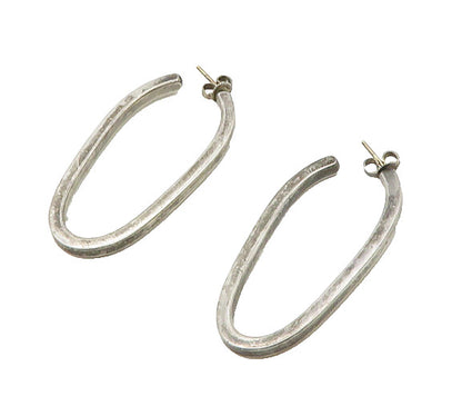 925 Sterling Silver Vintage Smooth Minimalist Oval Hoop Earrings EG9001