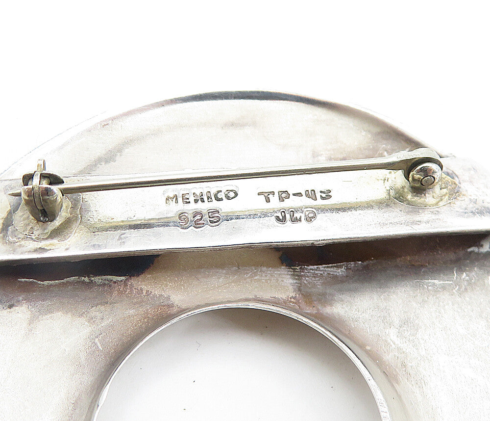 MEXICO 925 Sterling Silver  Vintage Polished Open Circle Brooch Pin  BP2633