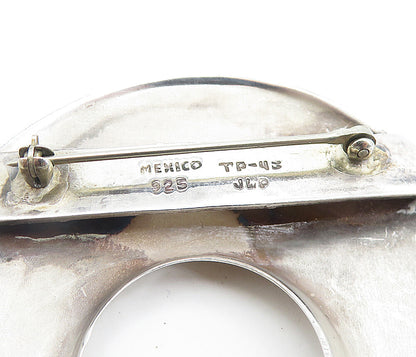 MEXICO 925 Sterling Silver  Vintage Polished Open Circle Brooch Pin  BP2633