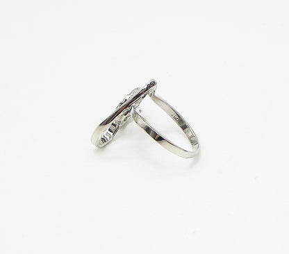 925 Sterling Silver  White Cubic Zirconia Love Heart Band Ring Sz 7  RG3418