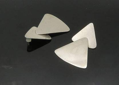925 Sterling Silver  Vintage Shiny Smooth Triangle Drop Earrings  EG10228
