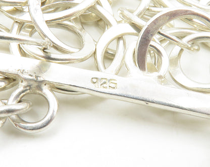 925 Sterling Silver  Vintage Shiny Polished Open Circle Chain Bracelet  BT6702