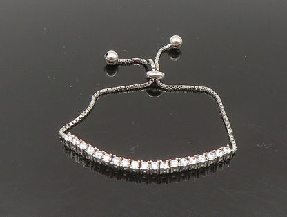 925 Silver  White Cubic Zirconia Adjustable Child Box Chain Bracelet  BT1060