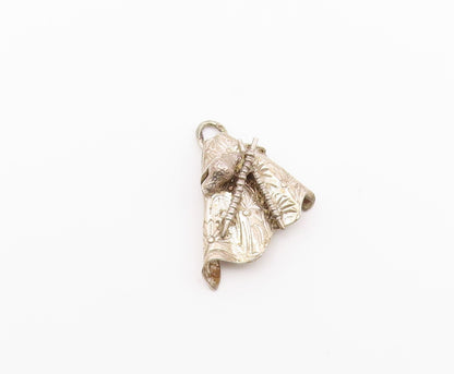 925 Sterling Silver  Vintage Shiny Matador Cape & Stick Pendant  PT15917