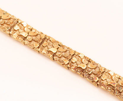 925 Silver  Vintage Gold Plated Hammered Crush Paper Effect Bracelet  BT10020