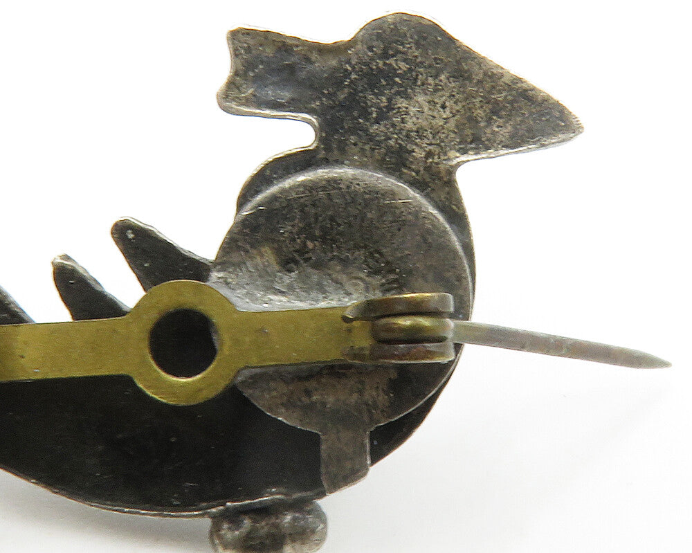 925 Sterling Silver  Vintage Antique Dark Tone Bird Motif Brooch Pin  BP5236