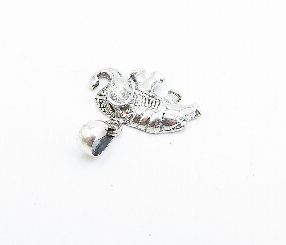 925 Sterling Silver  Vintage Petite Shiny Elephant Motif Drop Pendant  PT5460