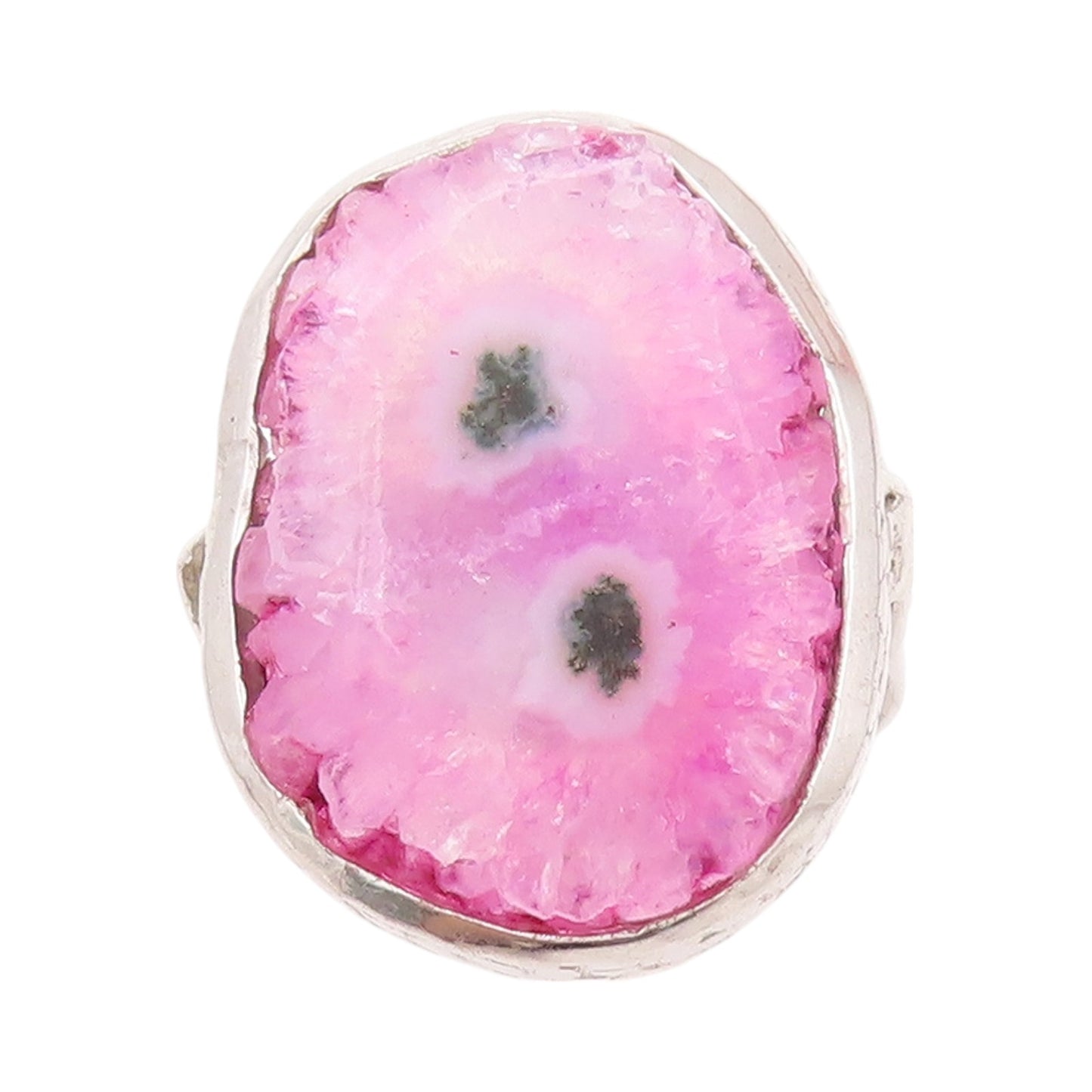 925 Sterling Silver Vintage Ring Pink Natural Patterns Agate  Sz 8  RG32341