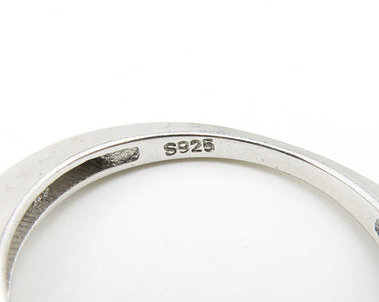 925 Sterling Silver  White Topaz Shiny Polished Band Ring Sz 5.5  RG10386