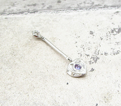 925 Sterling Silver  Amethyst & White Cubic Zirconia Love Drop Pendant  PT1527