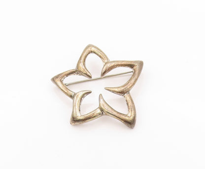925 Sterling Silver Vintage Brooch TIFFANY & CO. Modernist Cutout Flower BP11618