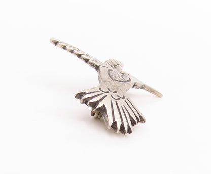 925 Sterling Silver Vintage Brooch Etched Larimar Eyed Humming Bird  BP11725
