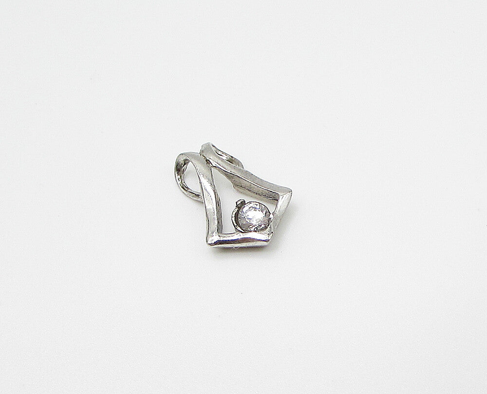 925 Sterling Silver  Round Cut White Cubic Zirconia Slider Pendant  PT2141