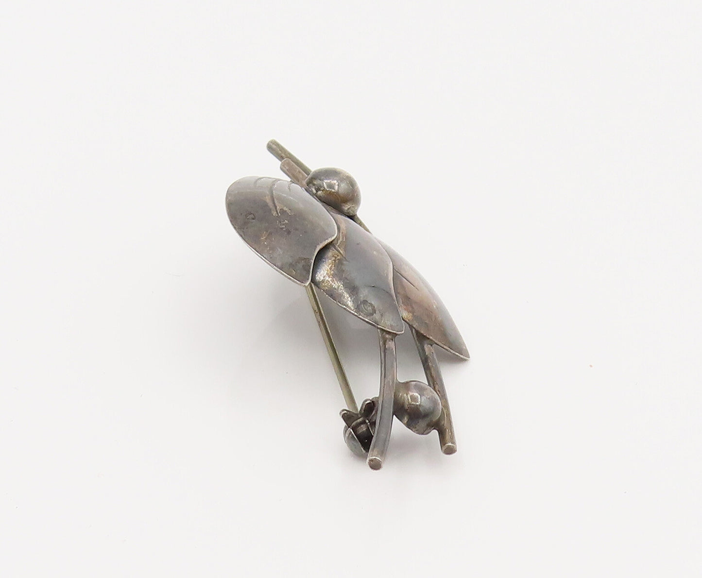NE FROM DENMARK 925 Silver  Vintage Minimalist Leaf Stem Brooch Pin  BP10184