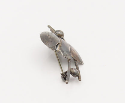 NE FROM DENMARK 925 Silver  Vintage Minimalist Leaf Stem Brooch Pin  BP10184