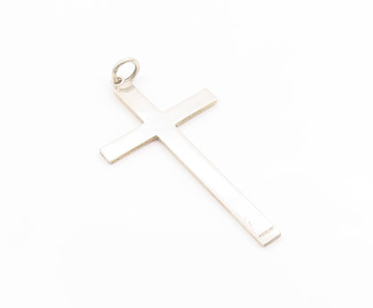 925 Sterling Silver Vintage Pendant Minimalist Large Religious Cross  PT26307