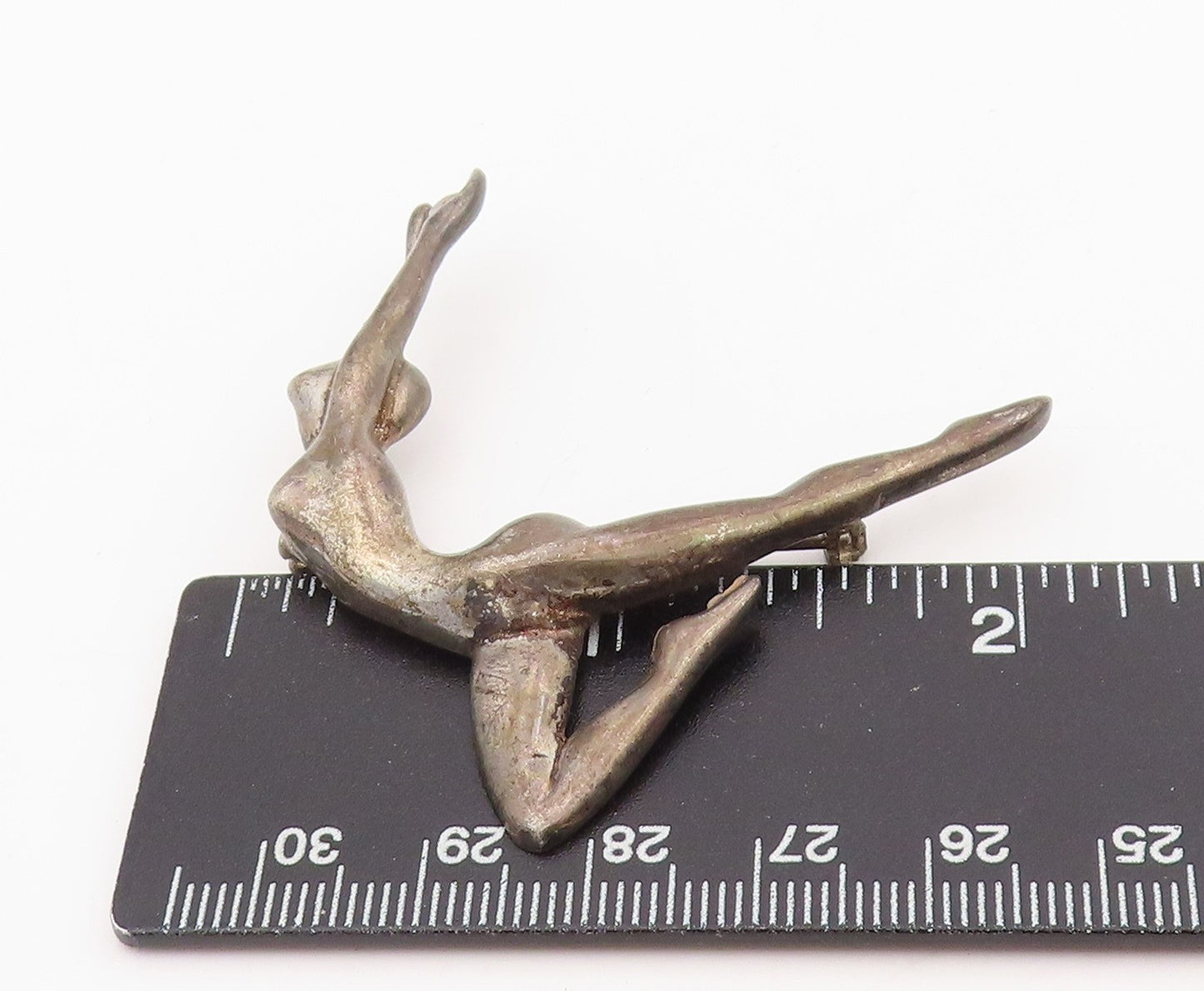 925 Sterling Silver Vintage Brooch Modernist Lady Gymnast Dancer Pin  BP12057