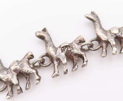 925 Sterling Silver Vintage Bracelet Etched Llama Animal Charm Chain  BT11404