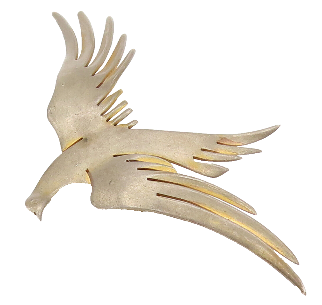 925 Sterling Silver  Vintage Minimalist Flying Bird Brooch Pin  BP10113