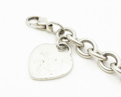 925 Sterling Silver  Vintage Love Heart Chain Bracelet  BT4190