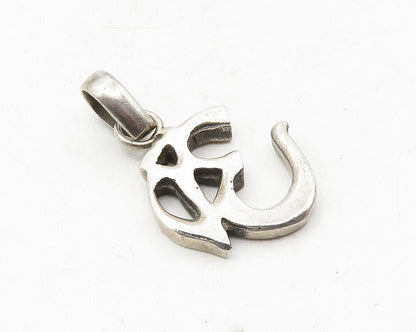 925 Sterling Silver  Vintage Dark Tone Om Spiritual Symbol Pendant  PT7194