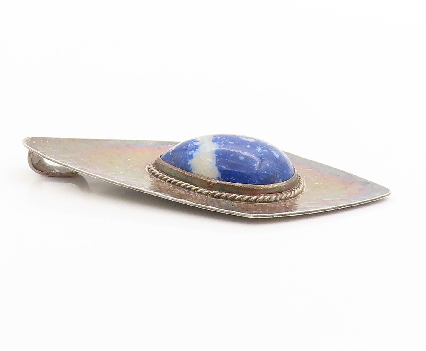 925 Sterling Silver Vintage Pendant Antique Cabochon Blue Gemstone  PT24258
