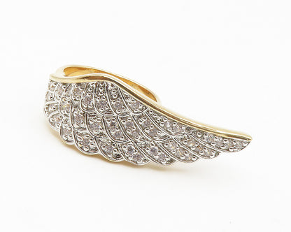 925 Sterling Silver  Topaz Gold Plated Angel Wing Cocktail Ring Sz 6  RG14195