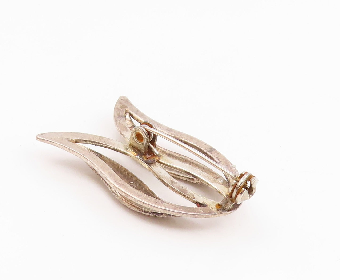AARRE & KOGH DENMARK 925 Silver Vintage Shiny Floral Leaf Brooch Pin  BP7800