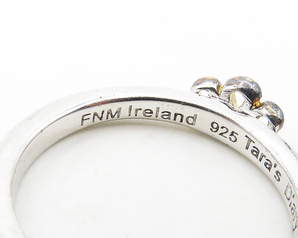IRELAND 925 Sterling Silver Vintage Shiny 2 Tone Crown Band Ring Sz 7  RG19307