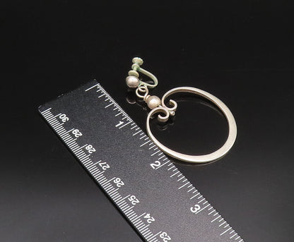 925 Silver  Vintage Swirled Circle & Bead Ball Screw Back Earrings  EG12212
